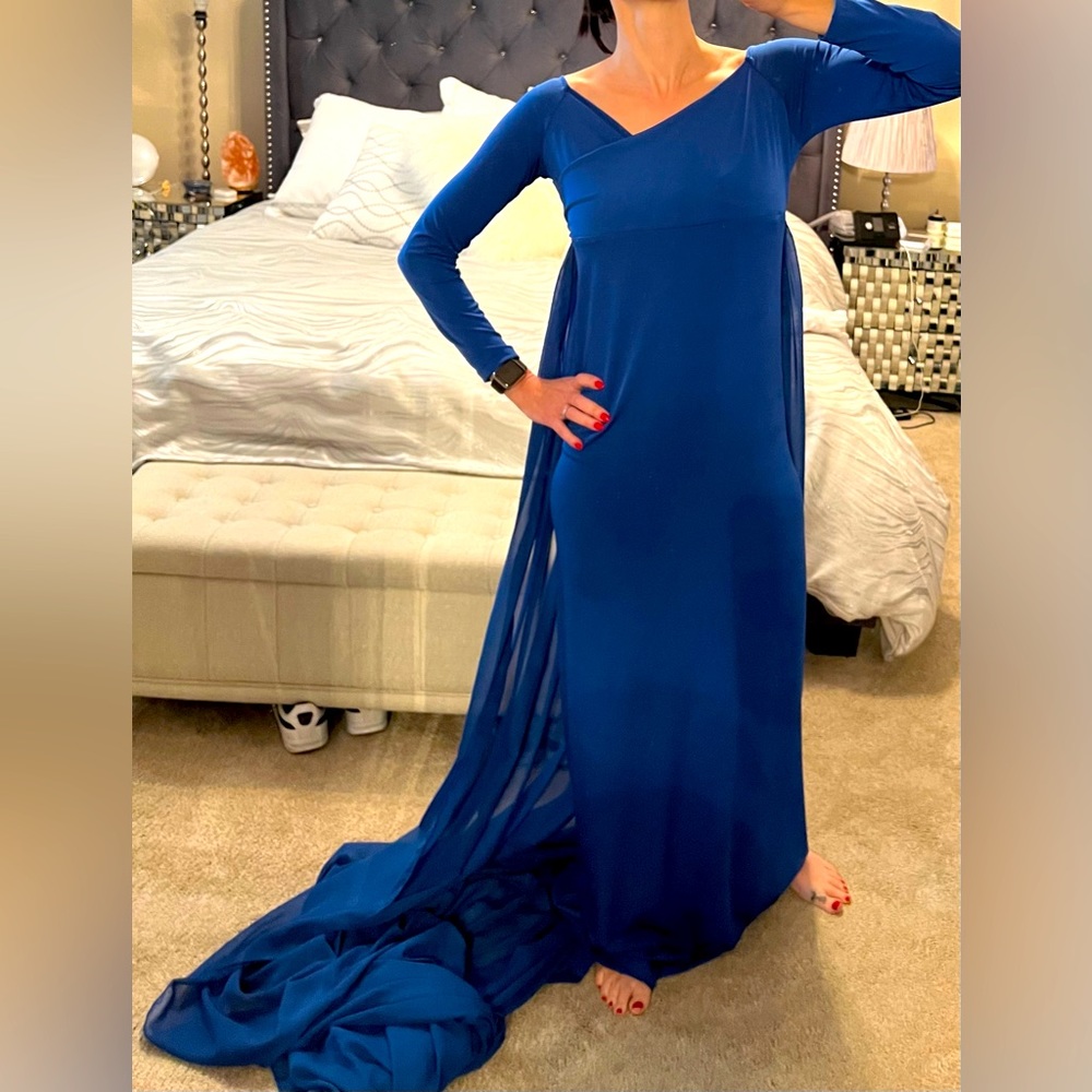 New- Handmade maternity photo shoot dress, size small, royal blue